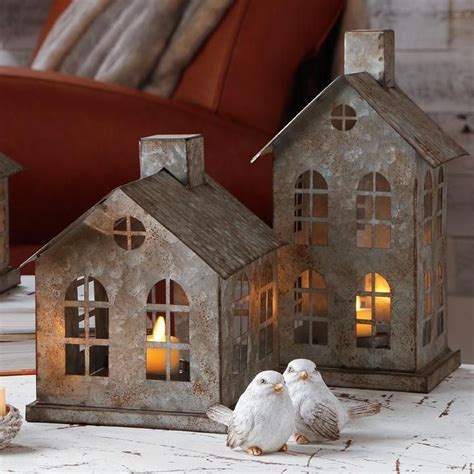 metal christmas houses with tea light holder|white metal tea light house.